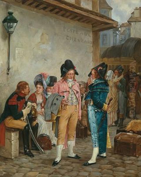 The Coaching Inn Oil Painting by Charles Louis Kratke