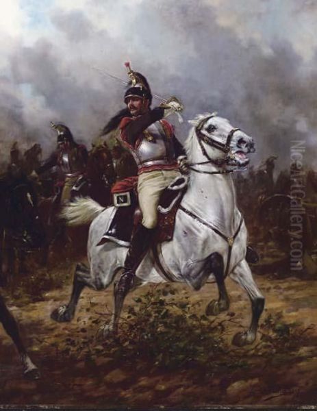 Leading The Charge Oil Painting by Charles Louis Kratke