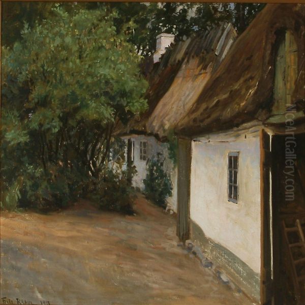 Country House Yard Exterior Oil Painting by Fritz Kraul