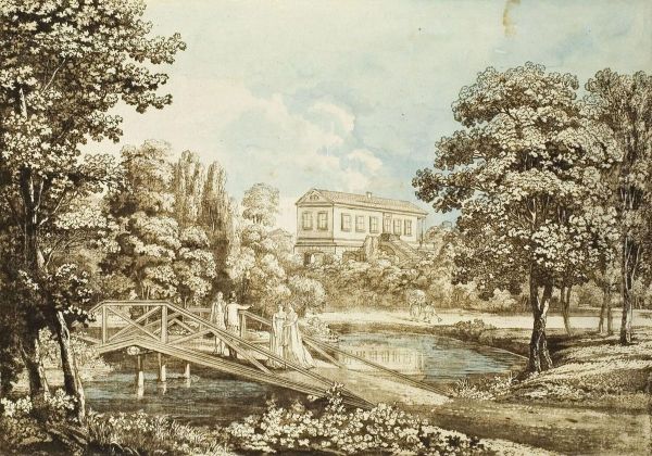 Ansicht Des Romischen Hauses Von Der Wiesenbrucke Oil Painting by Georg Melchior Kraus