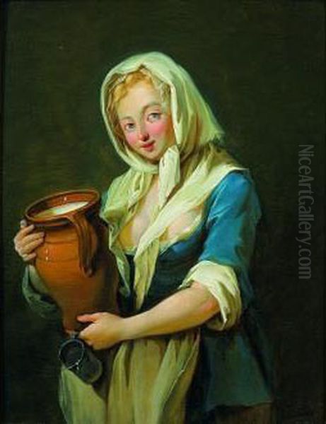 La Laitiere Oil Painting by Georg Melchior Kraus