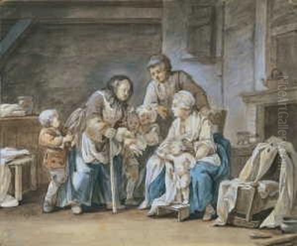 Der Besuch Der Grossmutter. Oil Painting by Georg Melchior Kraus