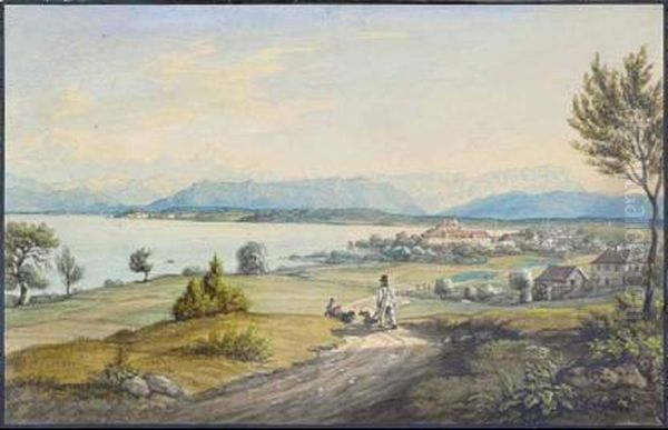 Tutzing (v). Oil Painting by Gustav Wilhelm Kraus