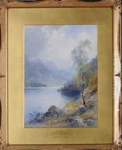 On Loch Katrine, N.b. Oil Painting by Emil Axel Krause