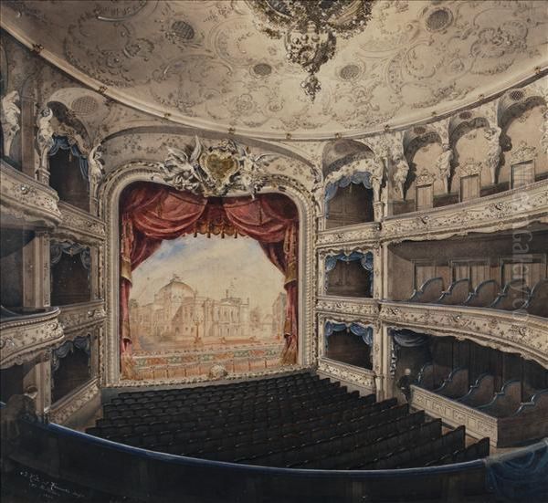 Interior Of Theberlin Opera House Oil Painting by H. Krause