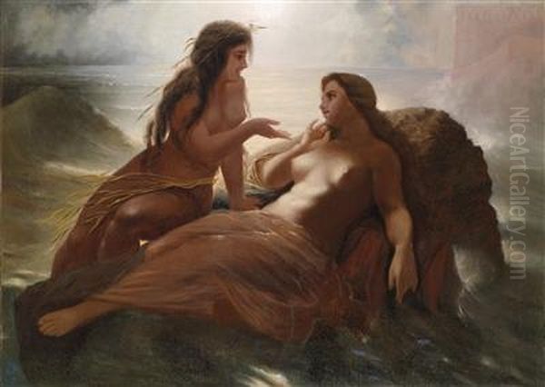 To Mermaids Oil Painting by Wilhelm Kray