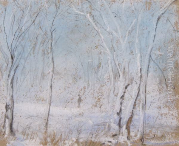 Winter Walk Oil Painting by Alber Krehbiel