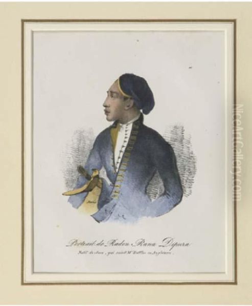 Portrait De Raden Rana Dipura Natif Du Java, Qui Suivit Mr. Raffles En Angleterre Oil Painting by Hilaire Antoine Kreins