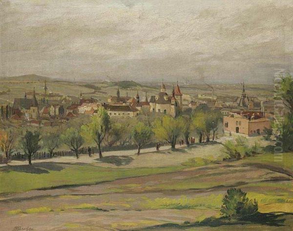 A View Ofslany Oil Painting by Josef Krejsa