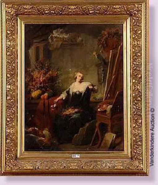 La Peintre De Fleurs Maria Van Osterwyck Dans Son Atelier Oil Painting by Petrus Kremer