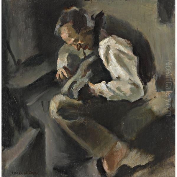 A Cobbler Oil Painting by Rudolf Kremlicka