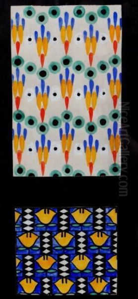 Textile Designs Oil Painting by Carl Krenek