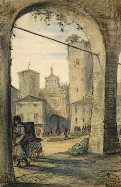 Place Animee A Bassano Oil Painting by Lukomsky Georgy Kreskentyevich