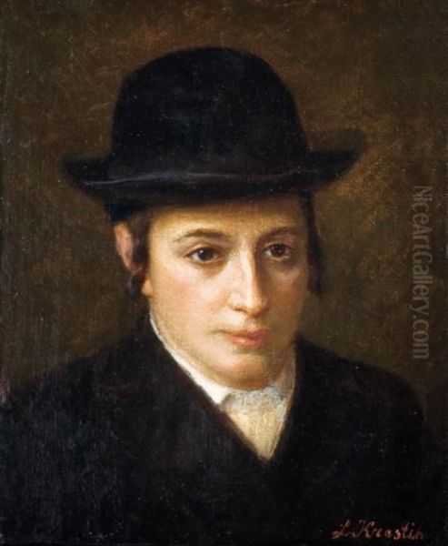 Head Of A Young Boy Oil Painting by Lazar' Leibovich Krestin