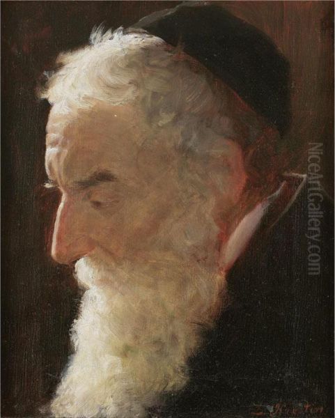 Portrait Of A Rabbi Oil Painting by Lazar' Leibovich Krestin