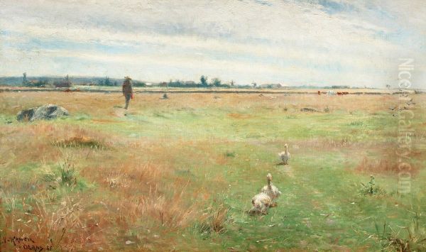 Landscape With Geese, Morbylanga Oil Painting by Nils Kreuger