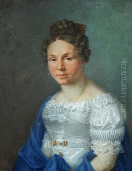 Bildnis Einer Dame Inweissem Kleid Oil Painting by Johann Lorenz Kreul