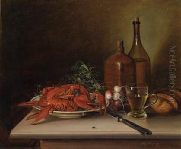 Still Life With Crayfish Oil Painting by Vincenz Kreuzer