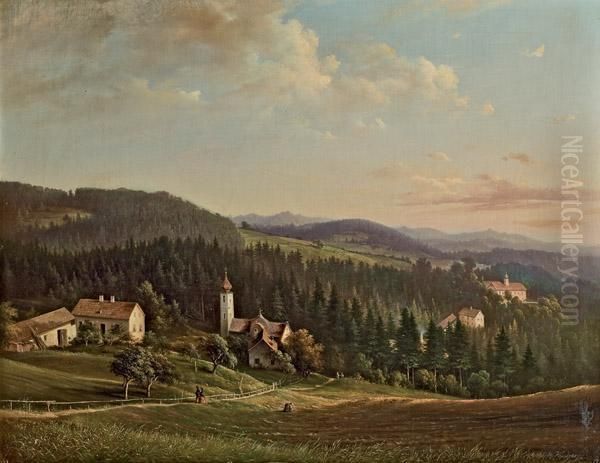 Blick Auf Maria Grun Oil Painting by Vincenz Kreuzer