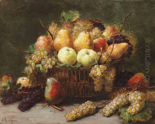 A Still Life With Fruit Oil Painting by Alexis Kreyder