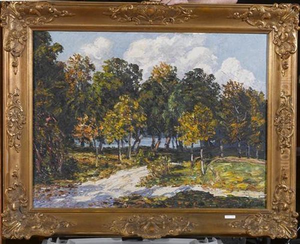 Herbst. Durchblick Auf Starnbergersee. Oil Painting by Hugo Kreyssig