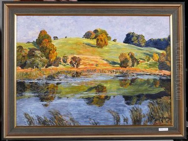 Landschaft Mit See. Oil Painting by Hugo Kreyssig