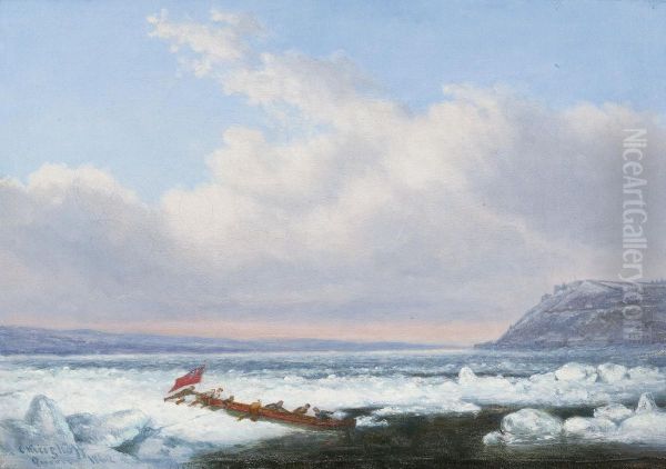 Crossing The St. Lawrence Oil Painting by Cornelius Krieghoff