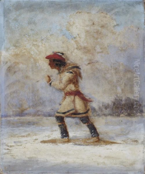 A Moccasin Seller Oil Painting by Cornelius Krieghoff