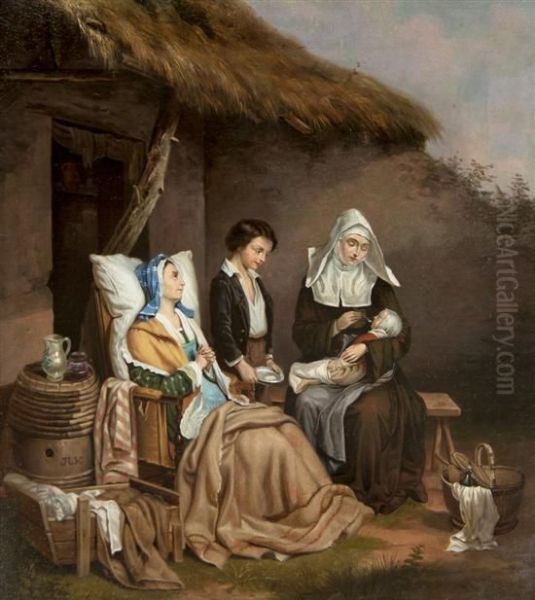 The Newborn Oil Painting by John Lewis Krimmel