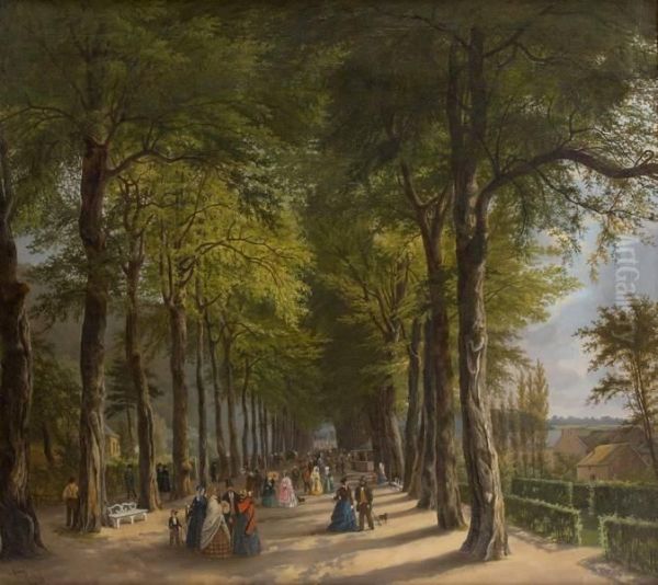 Promeneurs Dansl'allee Oil Painting by Ernest Krins