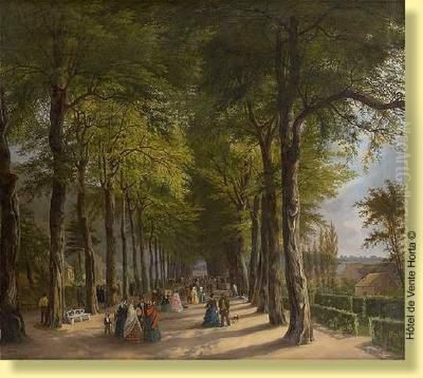 Promeneurs Dans L'allee Oil Painting by Ernest Krins