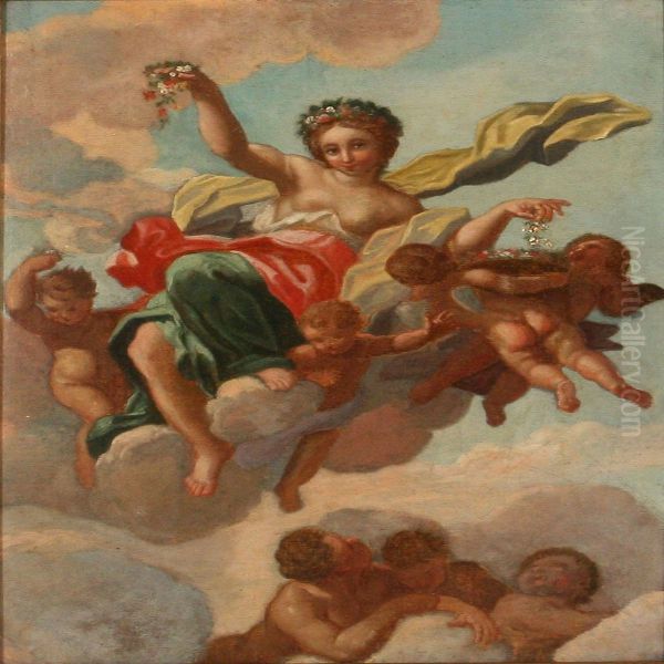 Allegory Of The Fertility Goddess And Putti Oil Painting by Heinrich Krock