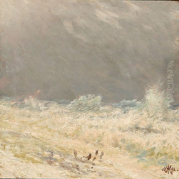 Breakers At Skagen, Denmark Oil Painting by Arnold Krog