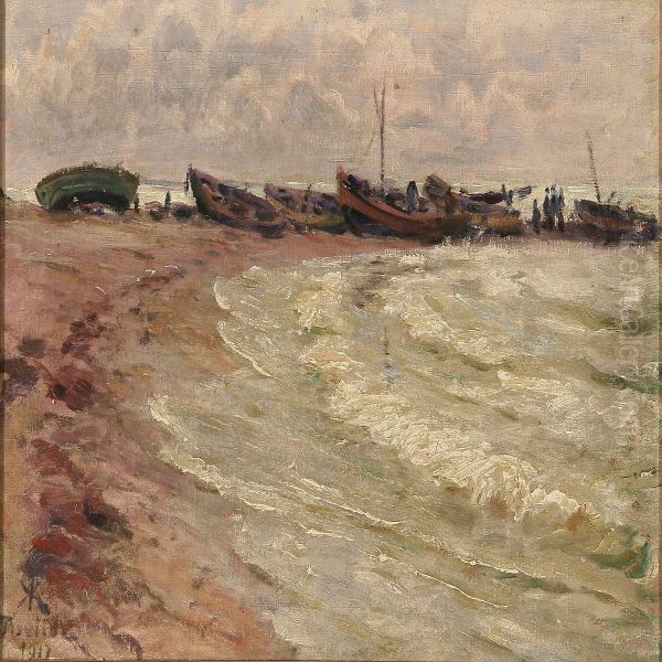 Coastal Scene From Tisvilde, Denmark Oil Painting by Arnold Krog