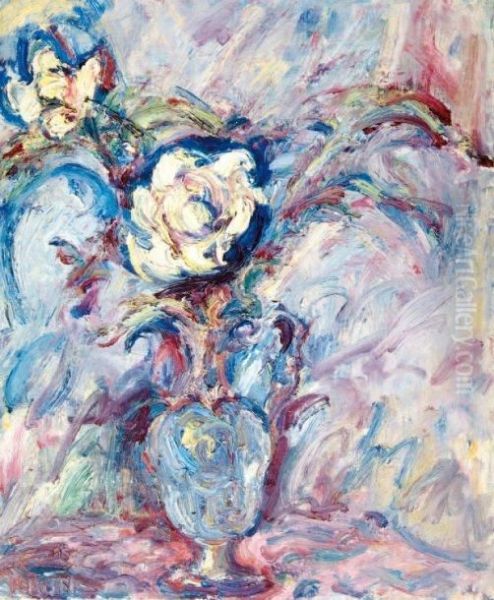 Bouquet Au Vase Bleu Oil Painting by Paul Kron