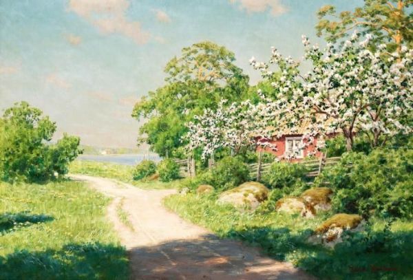 Country Road Oil Painting by Johan Krouthen