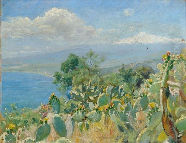 Blomstrende Kaktus Ved Taormina Oil Painting by Peder Severin Kroyer