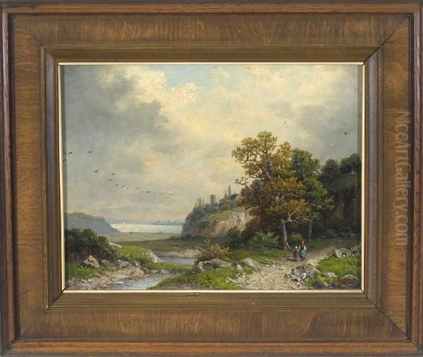 Herbst An Der Weser Oil Painting by Julius Kruchen