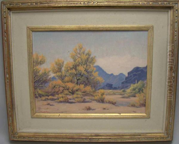 Southwestern Desert Landscape Oil Painting by Arnold Otto Krug