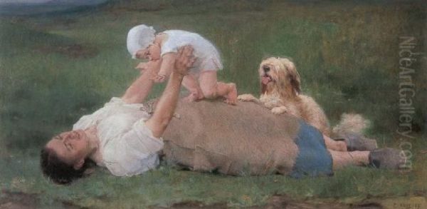 Motherhood Oil Painting by Edouard Krug