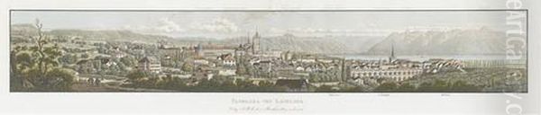 Panorama Von Lausanne Oil Painting by Carl Johann Kruger