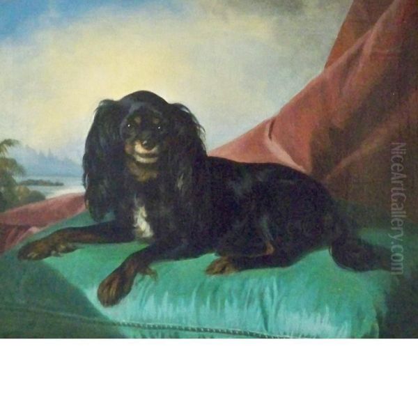 King Charles Spaniel Oil Painting by Ferdinand Krumholz