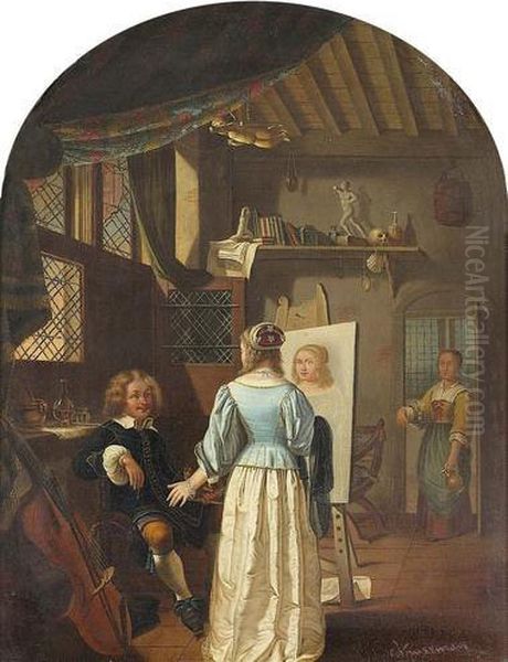 Im Atelier Eines Malers. Oil Painting by Cornelis Kruseman