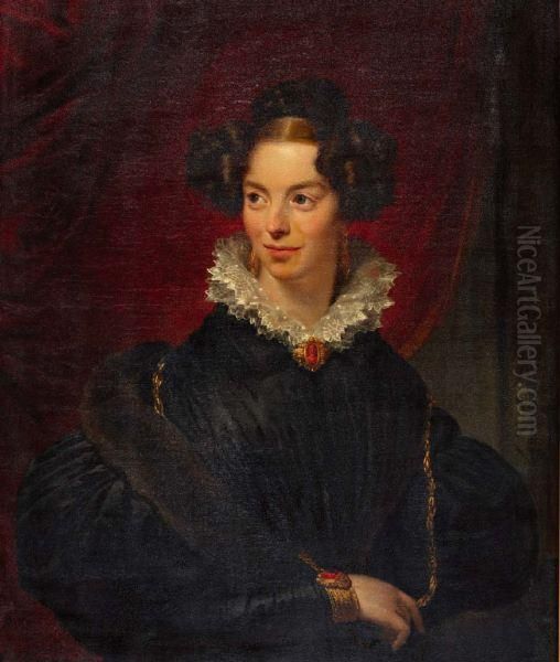 Portret Van Onbekende Dame Oil Painting by Frederik Marianus Kruseman