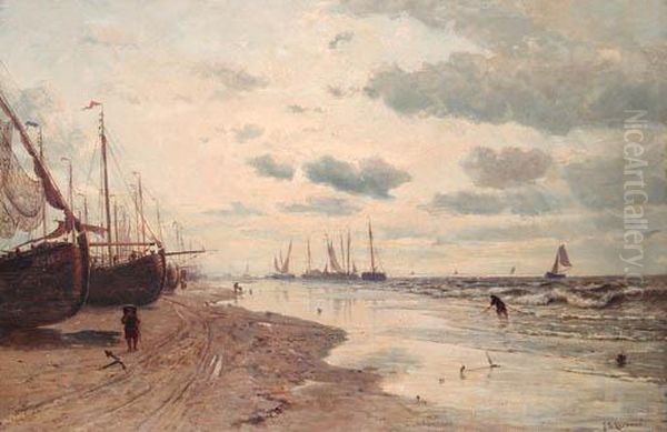 Plage De Scheveningen Oil Painting by Jan Theodore Kruseman