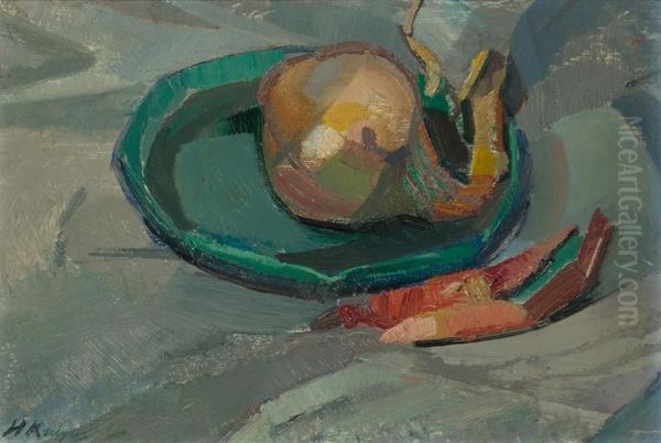 Still Life With Onion Oil Painting by Herman Kruyder