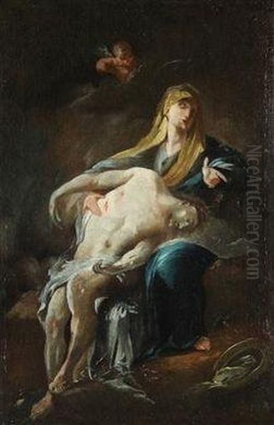 A Pieta Oil Painting by Liska Jan Krystof