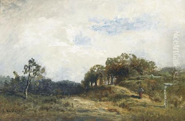 Weite Landschaft Mit Staffagefigur Oil Painting by Karl Kubinsky