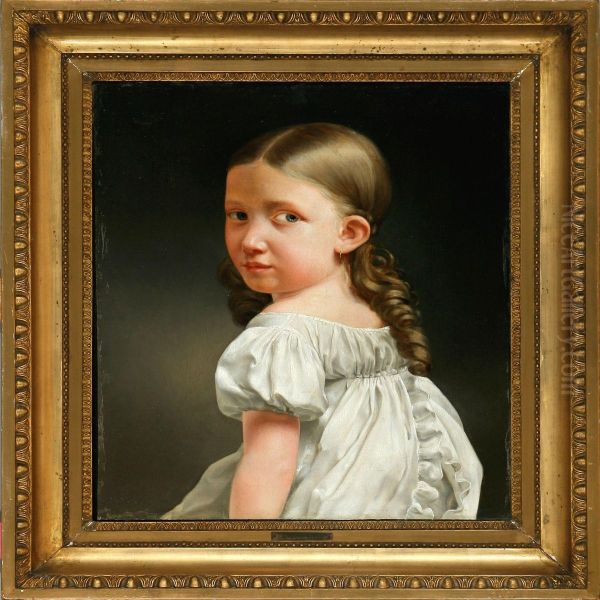 Portrait Of Henriette Cathala As A Child Oil Painting by Albert Kuchler