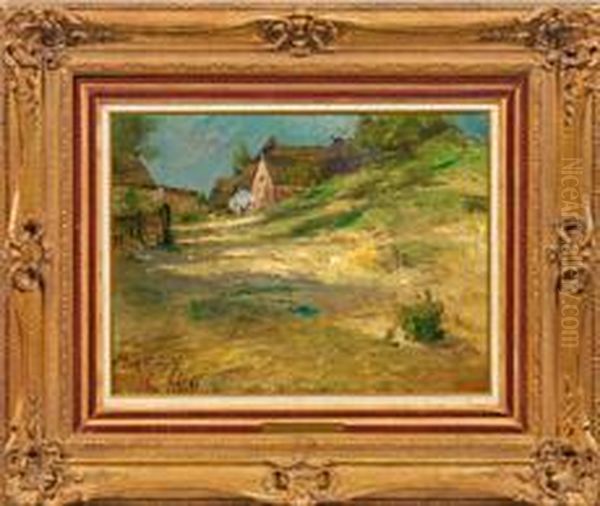 Impressionistischeansicht Der Sonnenbeschienenen Dorfstrase Von Vietzig Inpommern Oil Painting by Gotthardt Kuehl